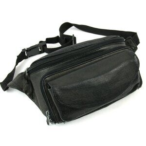 Vintage Wilsons Leather Fanny Pack Belt Bag Purse Black Adjustable 1990s